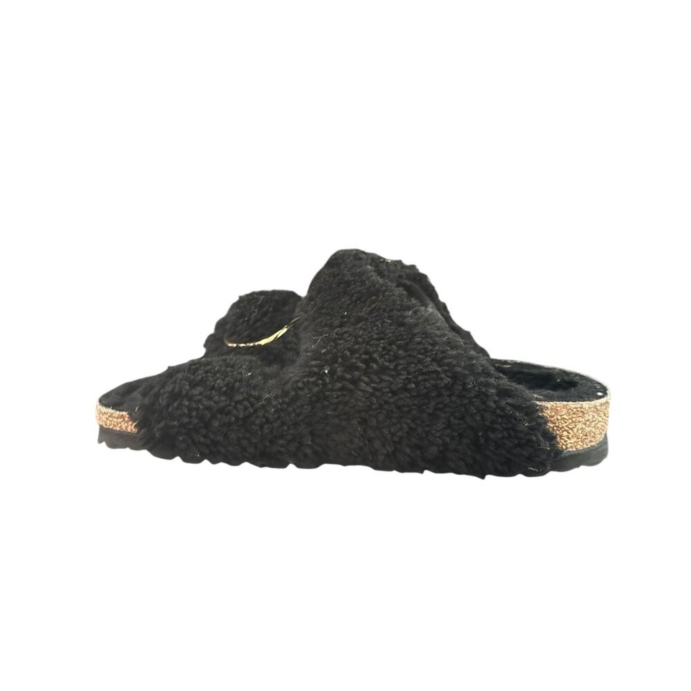 Birkenstock Arizona Big Buckle Shearling Sandal Teddy Black Women's, Sz 37 NWOB - Picture 4 of 9